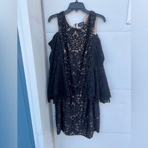 Xscape Black and Cream Floral Dress